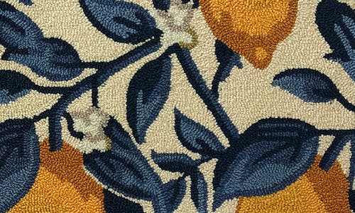 R16 Home Lemon Vine Door Mat In Cream Blue