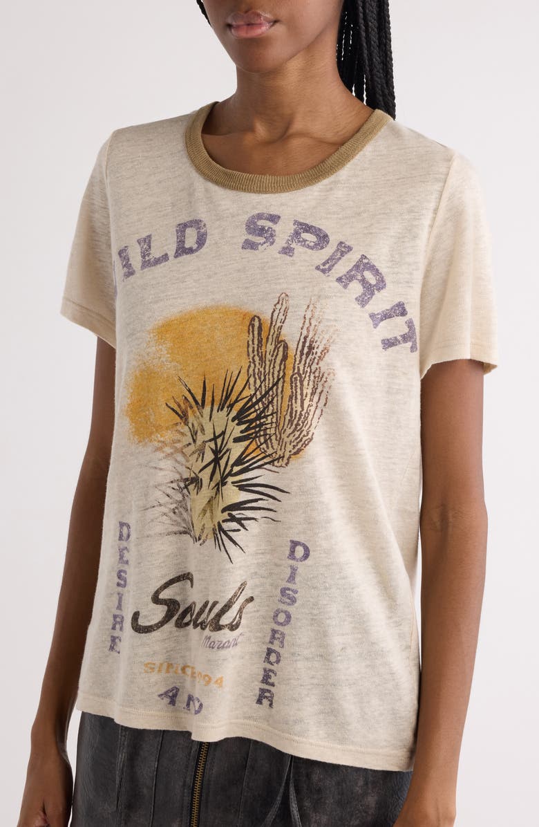 Isabel Marant Étoile Kiliann Linen Graphic T-Shirt, Alternate, color,