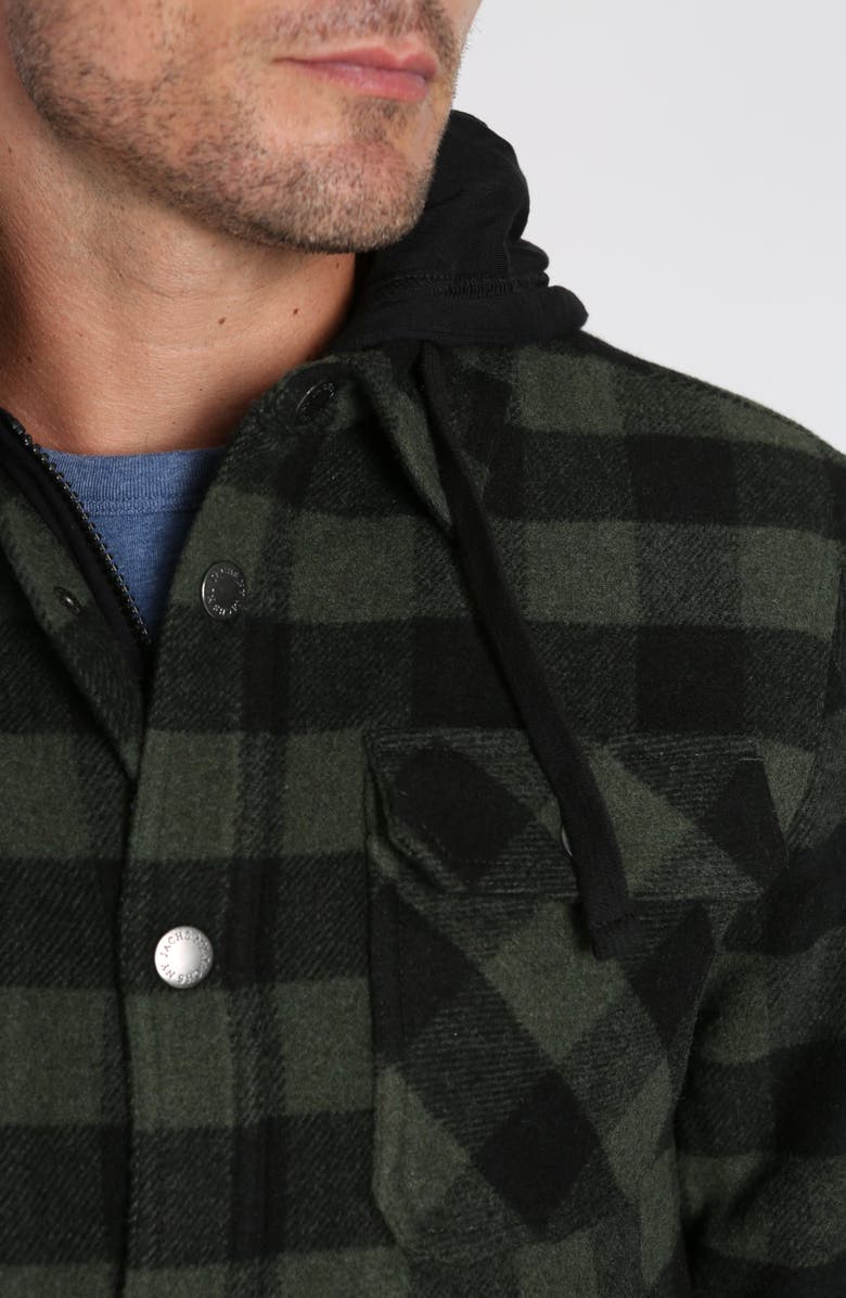 JACHS Plaid Flannel Hooded Button-Up Shirt Jacket, Alternate, color, 