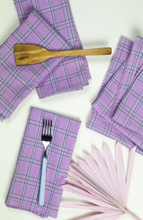 Chiapas Handwoven Plaid Cotton Napkins, Set of 4