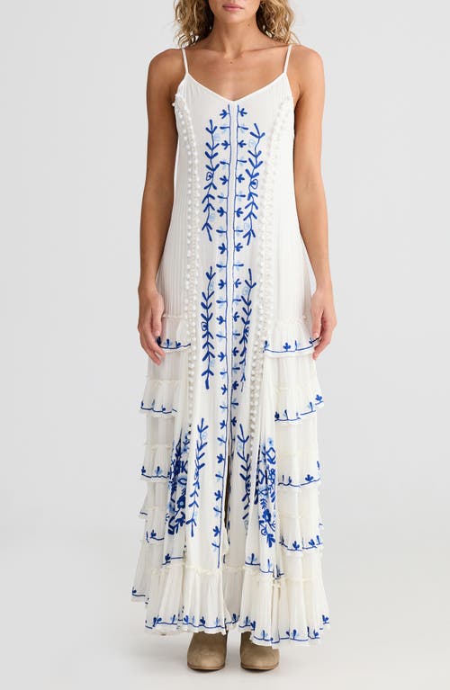 Talisman The Label Sadira Embroidered Sleeveless Maxi Dress In White