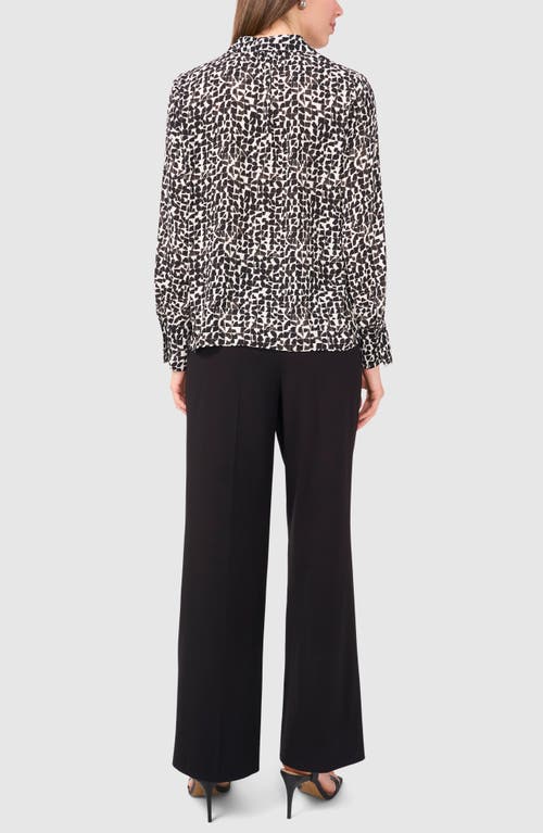 Halogenr Halogen(r) Geo Print Crepe Button-up Shirt In Rich Black