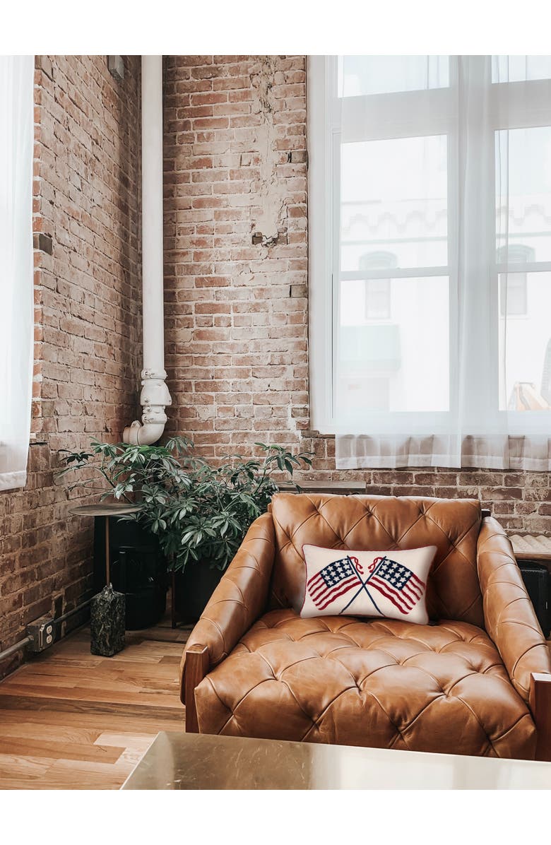 C&F Home Crossed American Flags Cotton Blend Accent Pillow 14" x 20", Alternate, color, Red