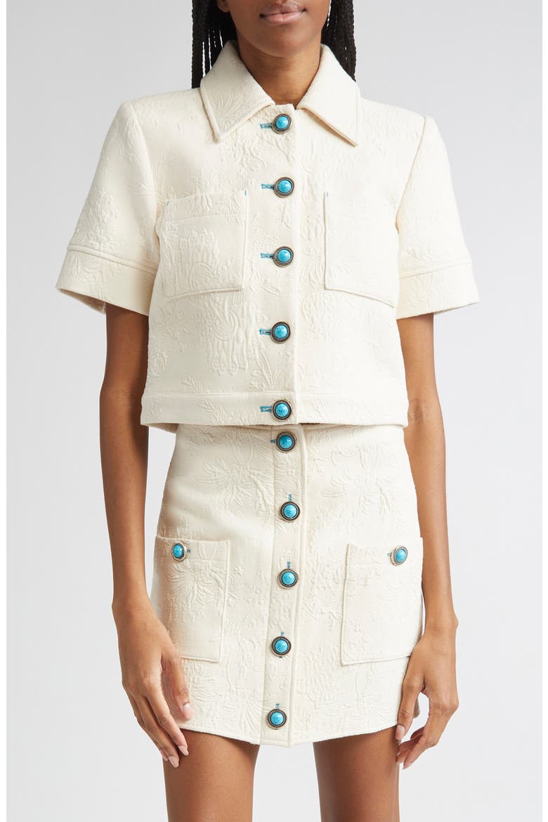 Chita Crop Short Sleeve Jacket, Main, color, IVORY