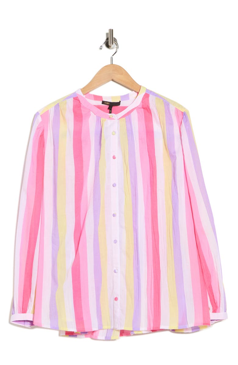 maje Chi Chi Stripe Button-Up Shirt, Alternate, color, Assorted