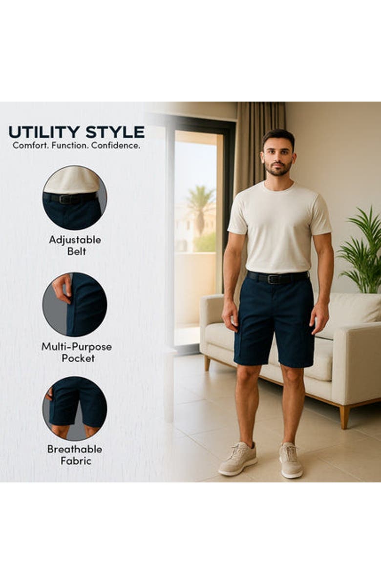 BenBen Mens Cargo Shorts with Adjustable Belted Waist, Alternate, color, Black