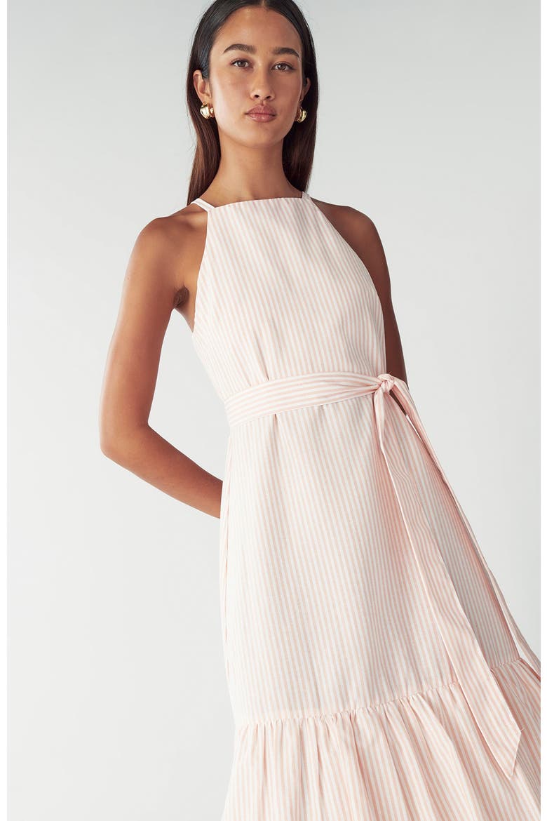 Lou Tiered Dress, Alternate, color, Peach Stripe