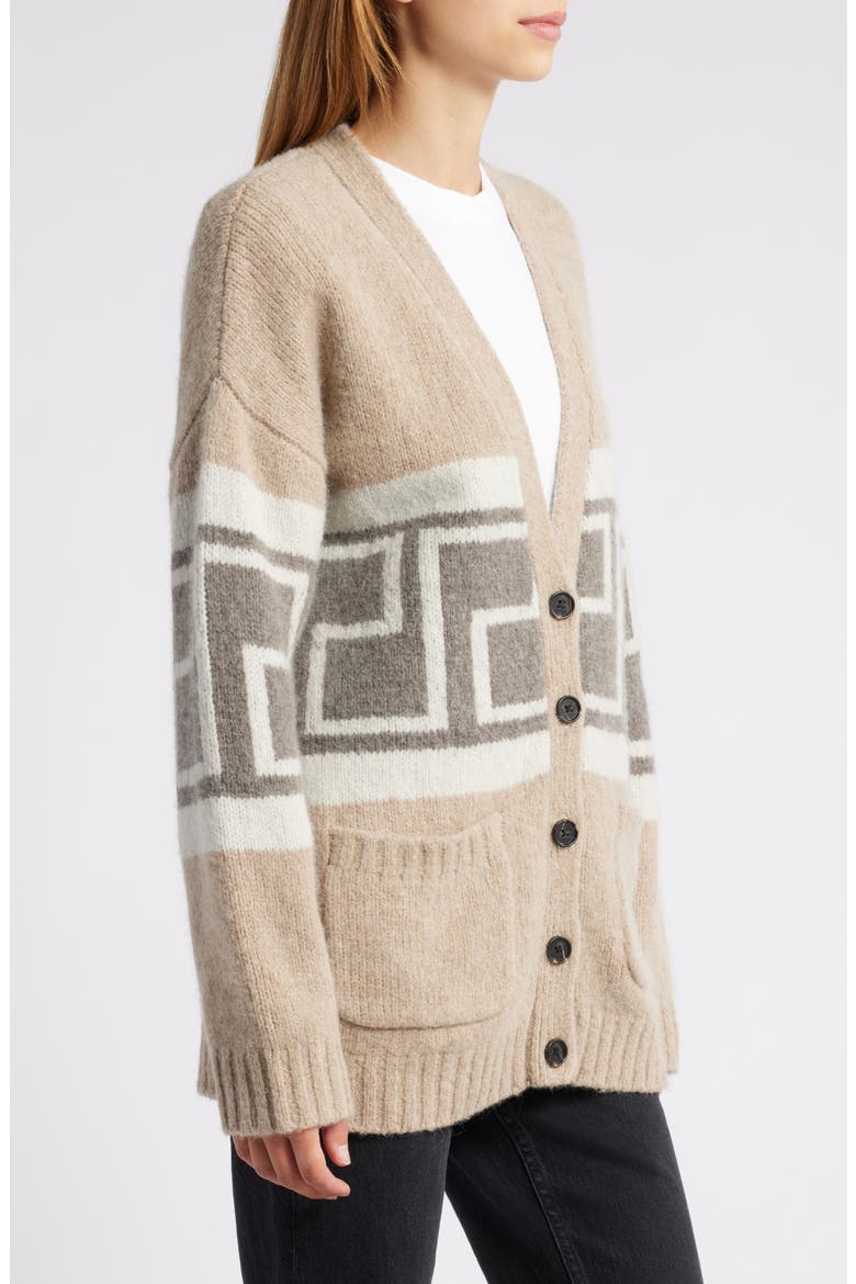 Chelsea Greek Key Wool Blend Cardigan, Alternate, color, ASPEN TRAIL