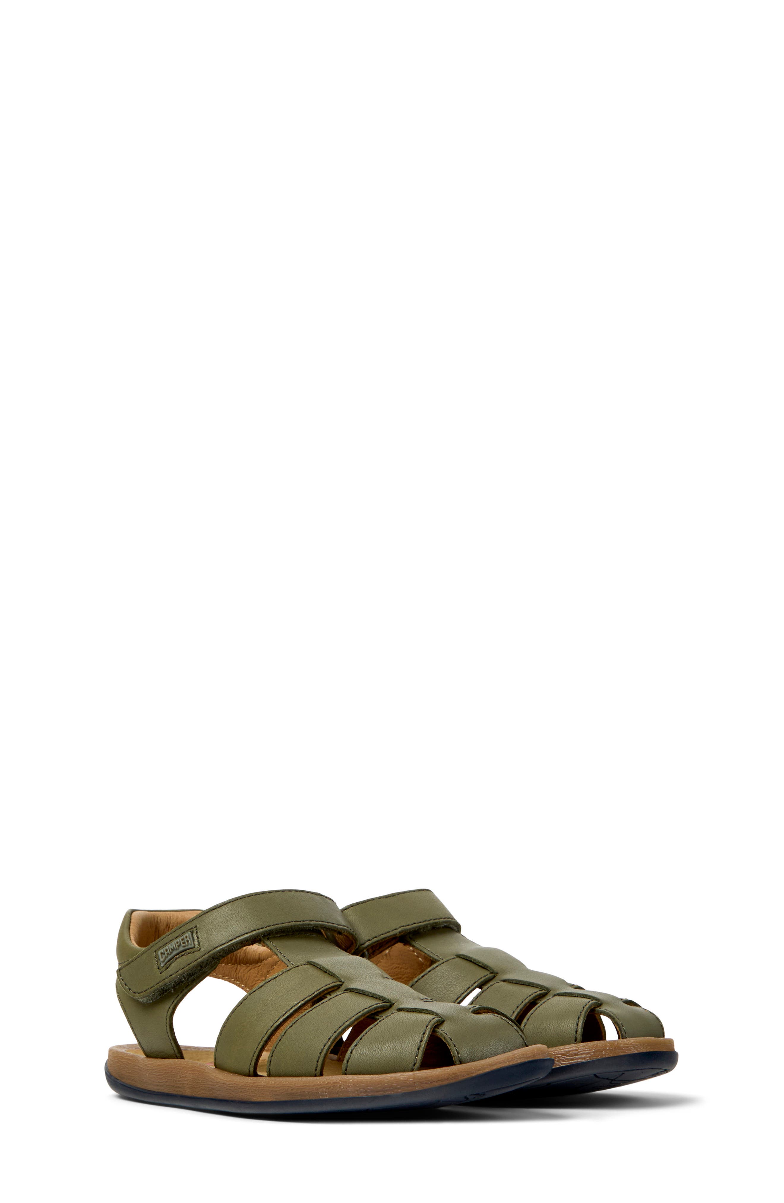 Camper Kids' Bicho Fisherman Sandal, Main, color, Medium Green