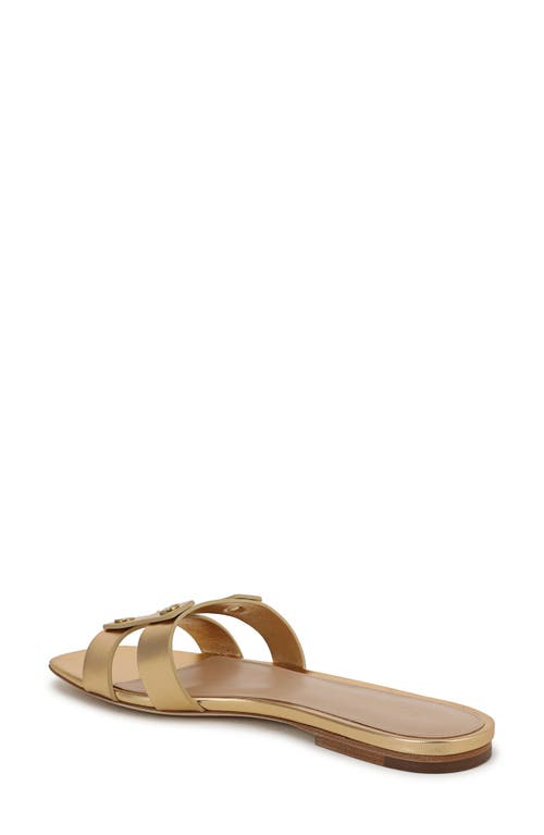 Veronica Beard Via Metallic Leather Flat Slide Sandals In Gold