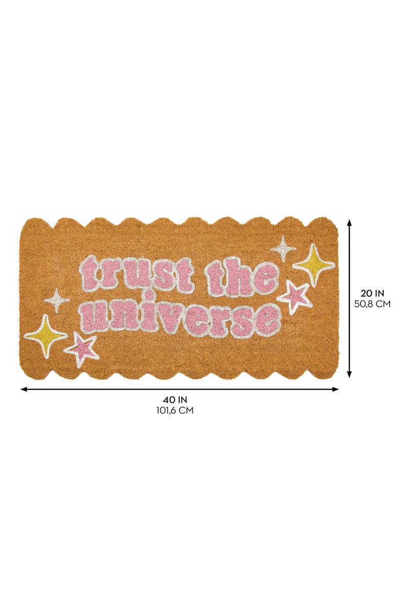 mDesign Trust the Universe Scalloped Coir Rectangular Doormat, Pink, Alternate, color, Pink