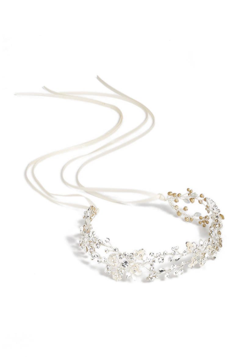 'Mila' Jeweled Head Band, Main, color, CLASSIC SILVER