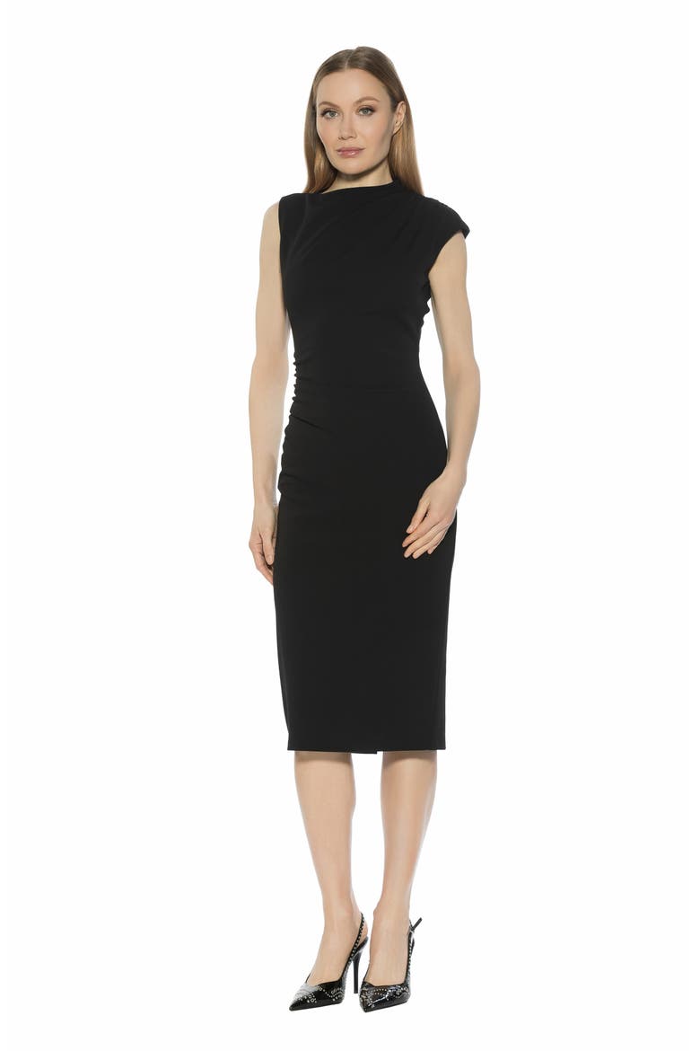 Vaila Midi Sheath Dress, Alternate, color, BLACK