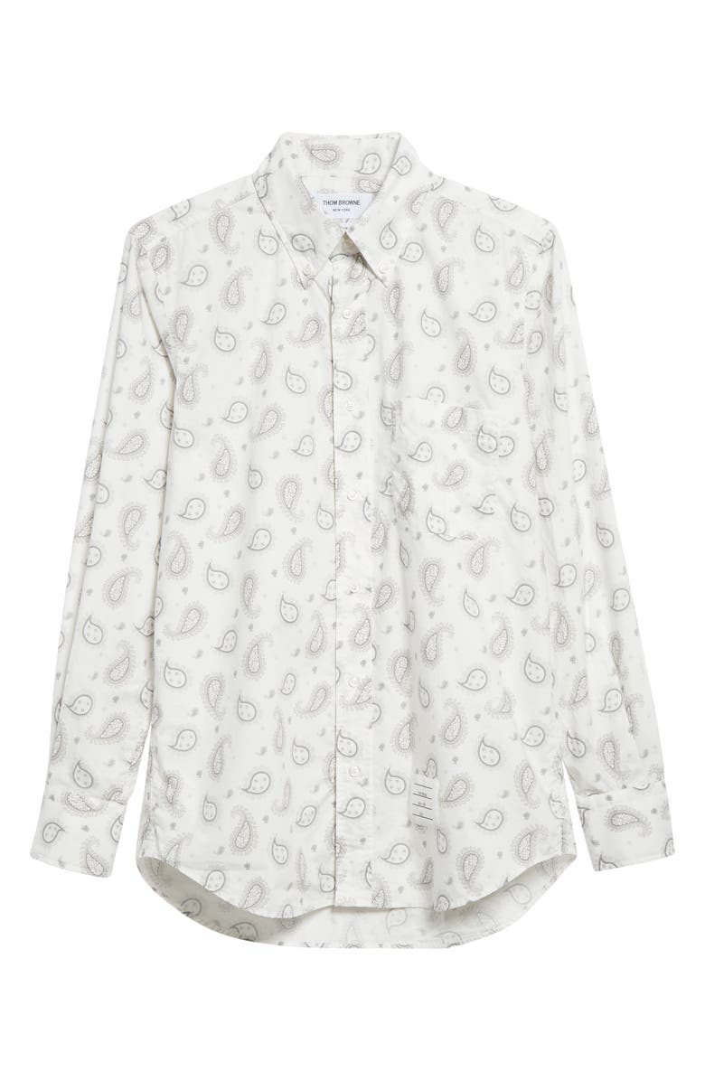 Thom Browne Paisley Straight Fit Cotton Button-Down Shirt, Alternate, color, 