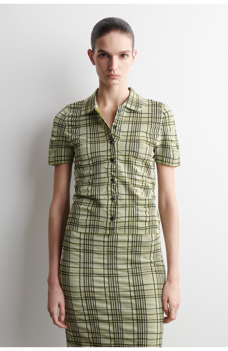 COS Checked Cotton-Jacquard Shirt, Main, color, Green / Checked