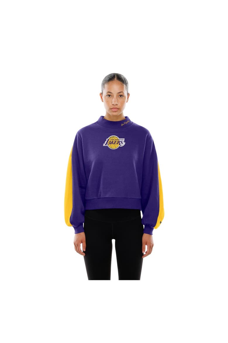 Women's New Era Purple Los Angeles Lakers Sport Night Balloon Sleeves Sweatshirt, Alternate, color, Purple