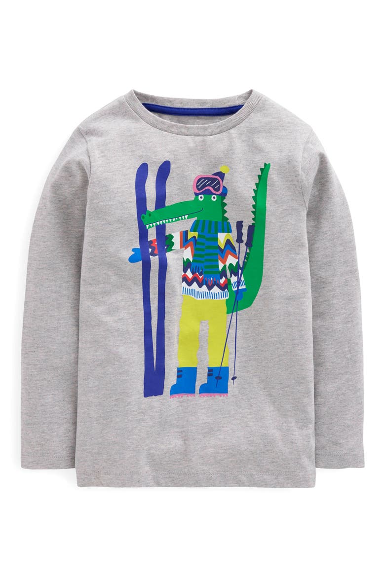 Kids' Crocodile Graphic T-Shirt, Main, color, GREY MARL SKIING CROC