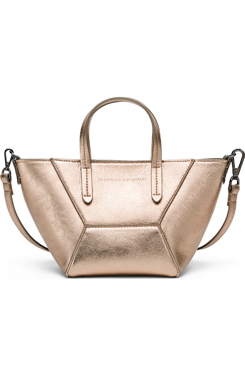Brunello Cucinelli Mini lamé calfskin BC Duo bag, Main, color,