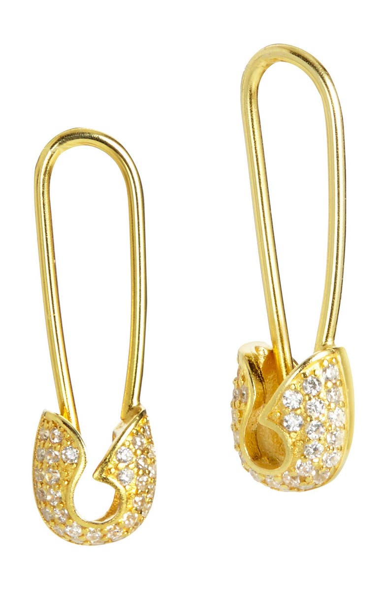 SAVVY CIE JEWELS 18K Yellow Gold Vermeil Sterling Silver Cubic Zirconia Drop Earrings, Main, color, 