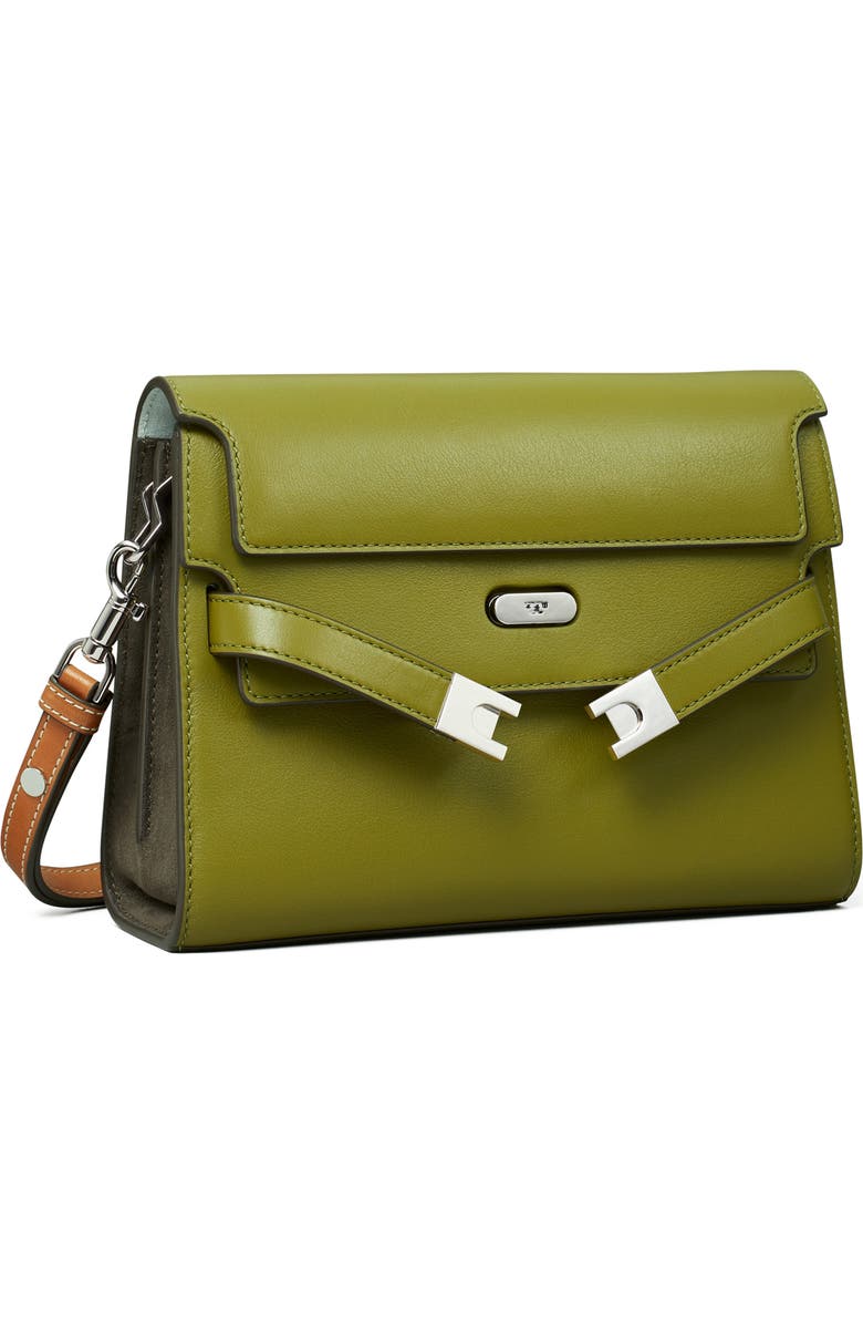 Tory Burch Lee Radziwill Leather Shoulder Bag, Alternate, color, Matcha Green