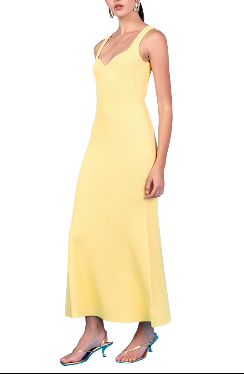 Endless Rose Sweetheart Neck Rib Maxi Dress, Alternate, color, Butter