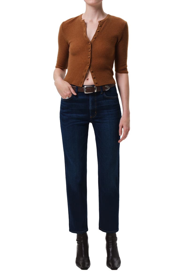 Caia High Waist Ankle Straight Leg Jeans, Alternate, color, DAKOTA MEDIUM INDIGO