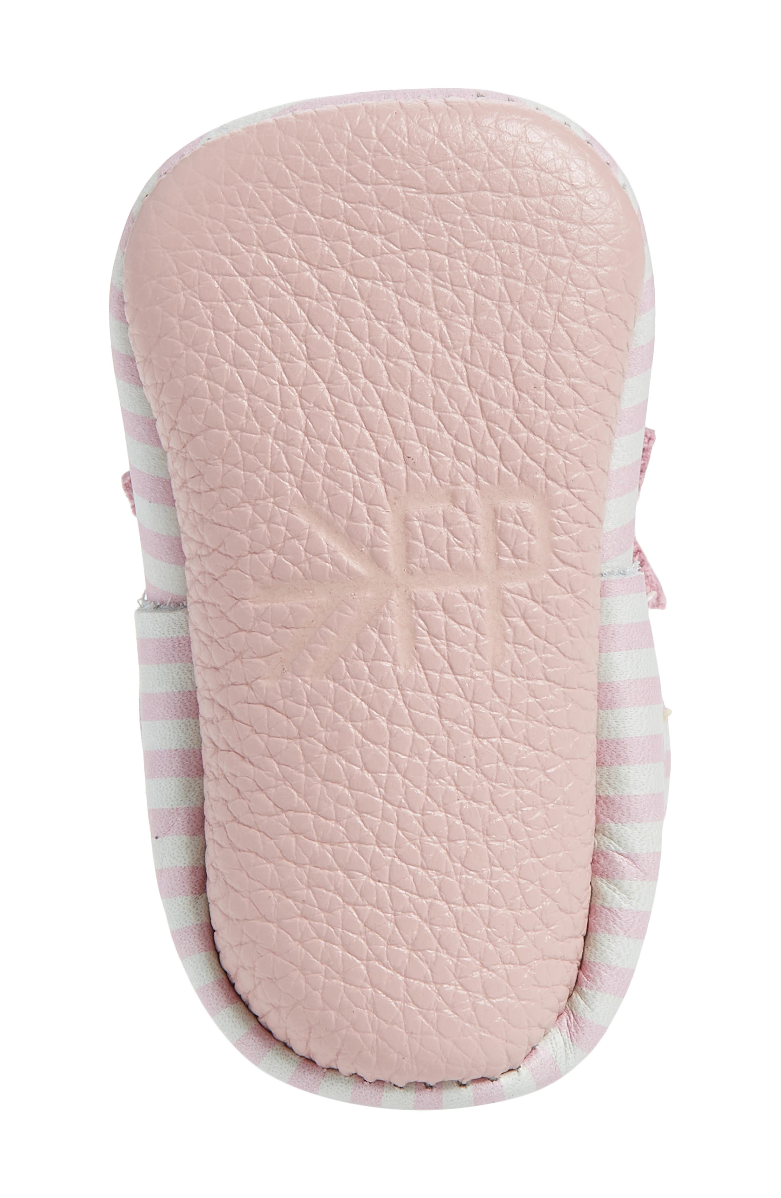 Bow Moccasin, Alternate, color, PINK STRIPE