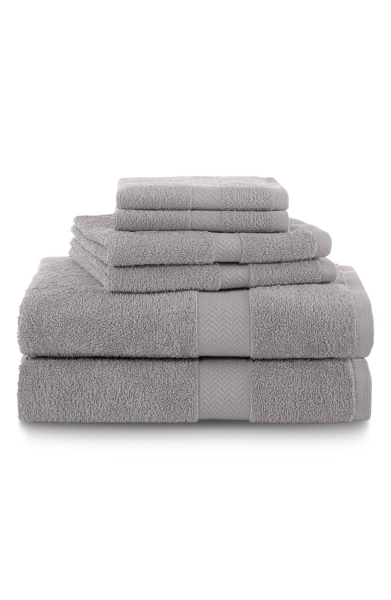 Martex Ringspun 6-Piece Bath Towel Set, Main, color, Silver