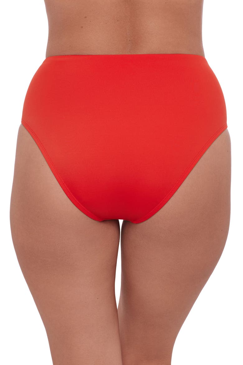 Smoothing and Sculpting Classic High-Waist Swimsuit Bikini Bottoms, Alternate, color, Scarlet