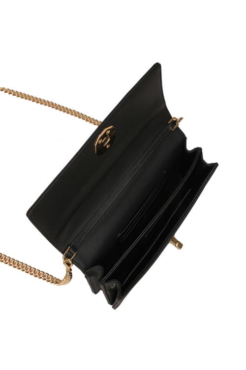 Gorski Top Handle Purse With Crossbody Chain In Black