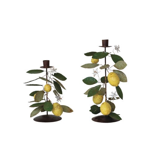 Storied Home Citrus Grove Metal Taper Candle Holders, Multicolor, Set Of 2