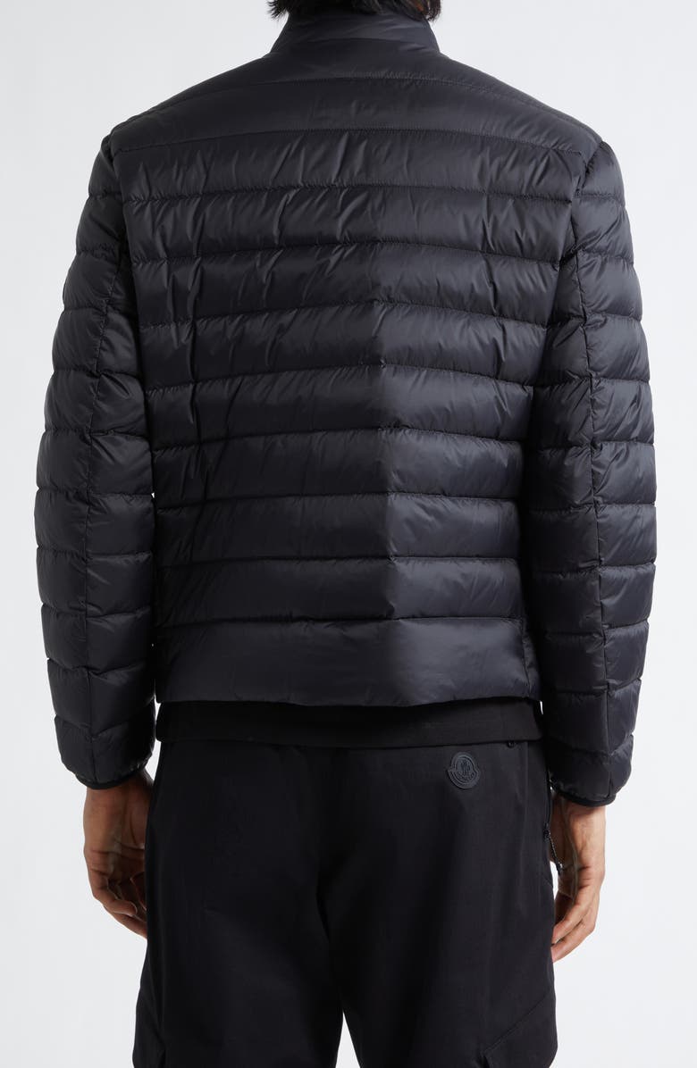 Moncler Mackinac Diagonal Quilted Down Moto Jacket, Alternate, color, Black