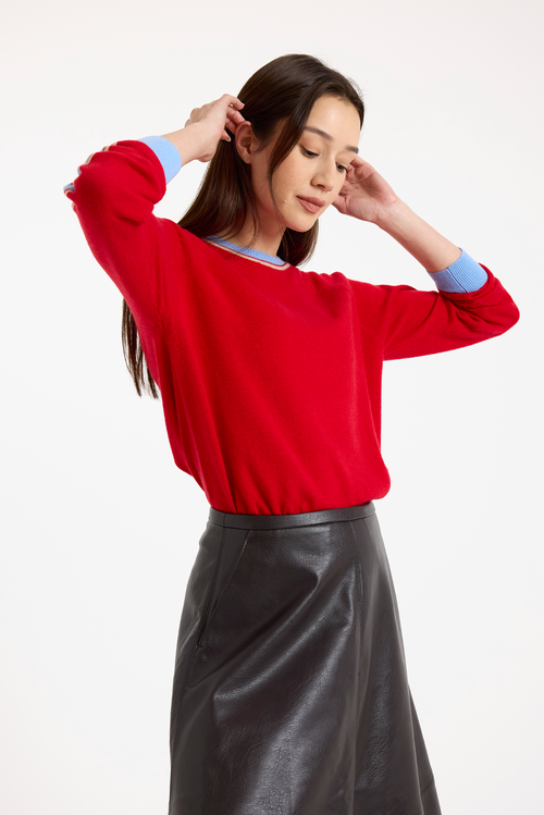 Brodie Pure Cashmere Long Sleeve 100% Cashmere Sweater In Red