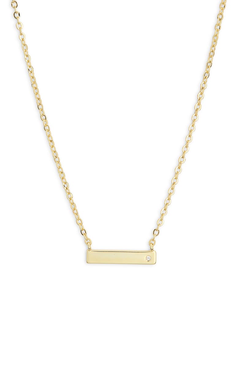 NORDSTROM RACK 14K Gold Plated Lab Grown Diamond Bar Pendant Necklace, Alternate, color, Lab Grown Diamond- Gold