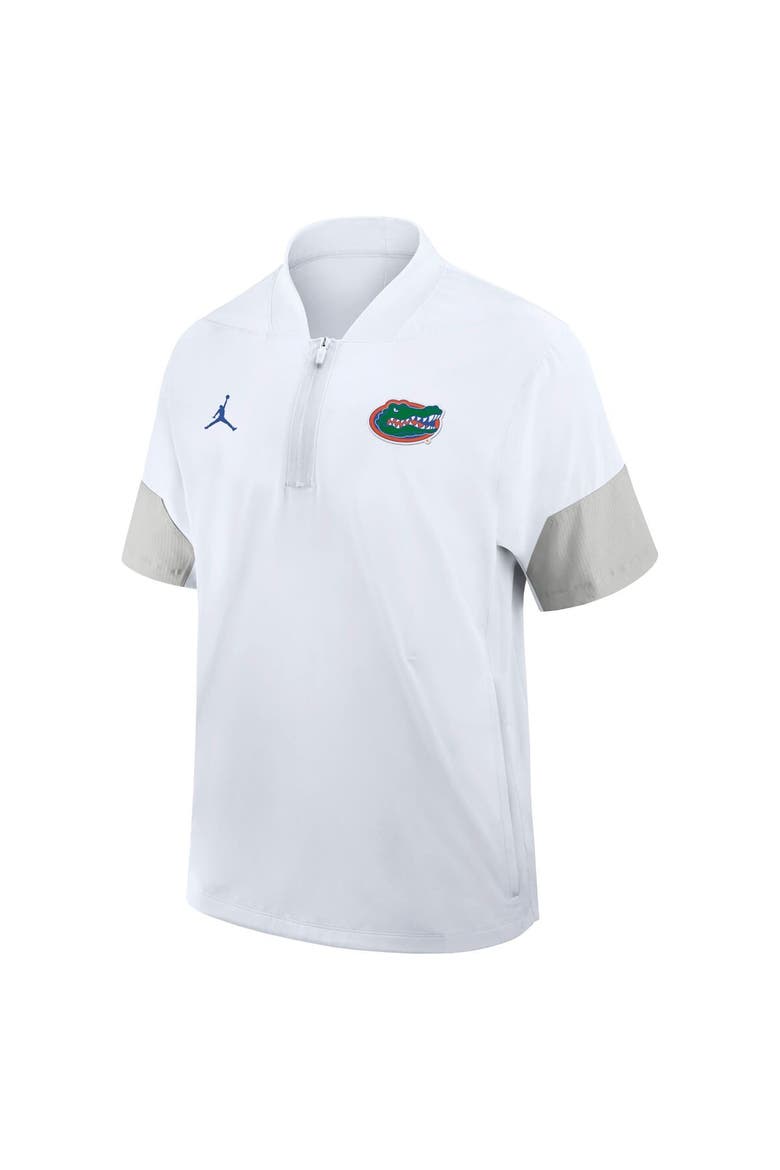 Men's Jordan Brand White Florida Gators 2025 Sideline Coaches Lightweight Short Sleeve Jacket, Alternate, color, White