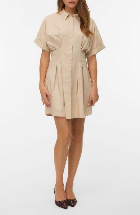 Friba Pleated Mini Shirtdress