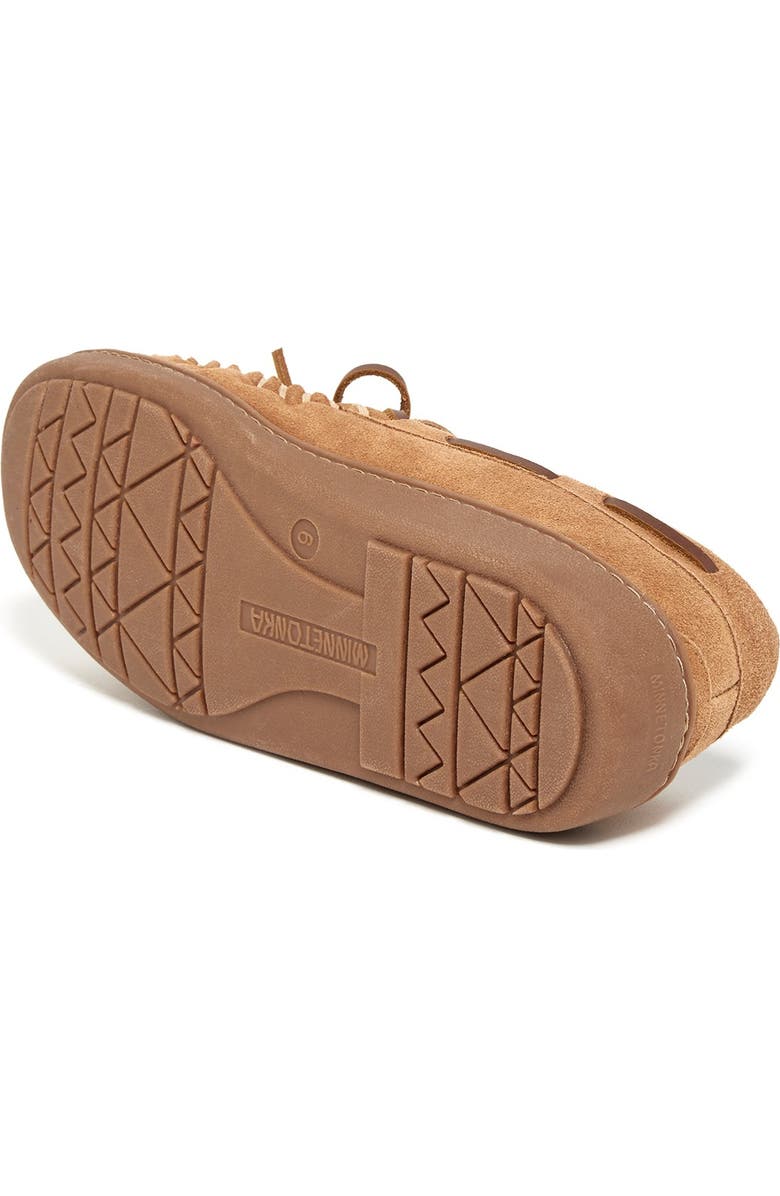 Minnetonka Tory Traditional Trapper Faux Fur Lined Suede Slipper, Alternate, color,