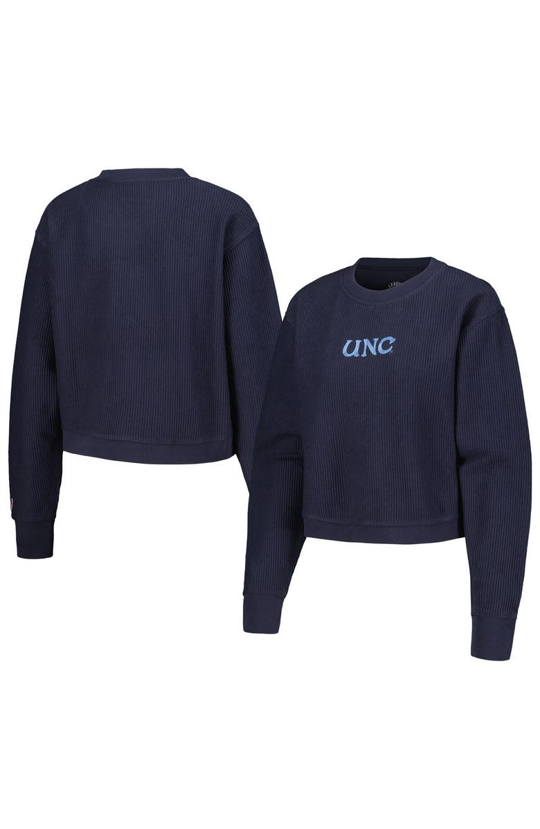 LEAGUE COLLEGIATE WEAR Women's League Collegiate Wear Navy North Carolina Tar Heels Timber Cropped Pullover Sweatshirt, Alternate, color,