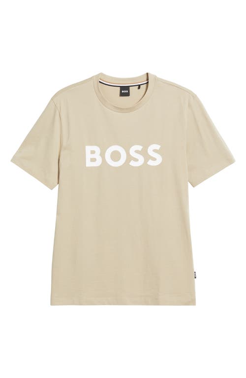 Hugo Boss Boss Tiburt 354 Logo Cotton Graphic T-shirt In Light Beige