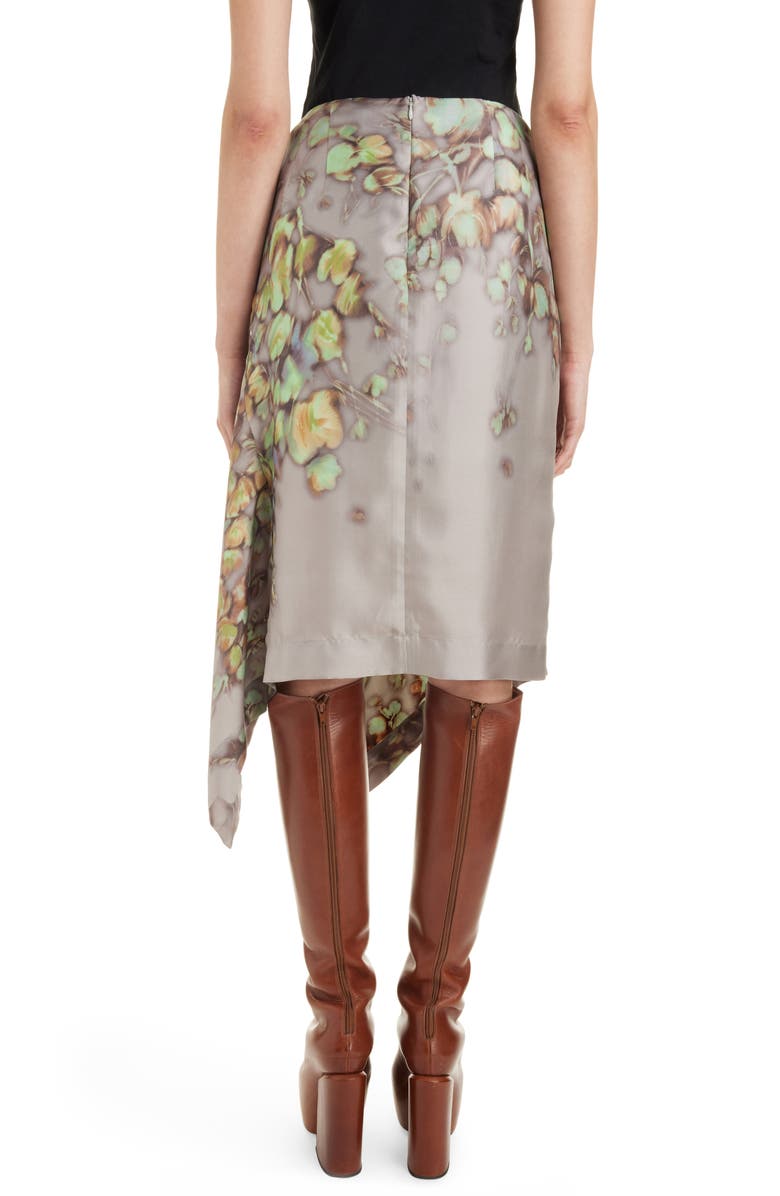 Dries Van Noten Axo Floral Print Asymmetric Silk Skirt, Alternate, color,