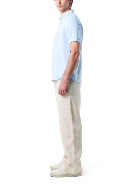 VELEZ VELEZ MEN SHORT-SLEEVE LINEN SHIRT WITH VZ EMBROIDERY. 