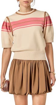 English Factory Stripe Puff Sleeve Sweater