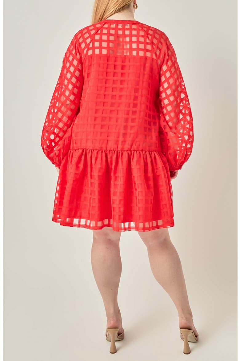 Check Organza Minidress, Alternate, color, RED