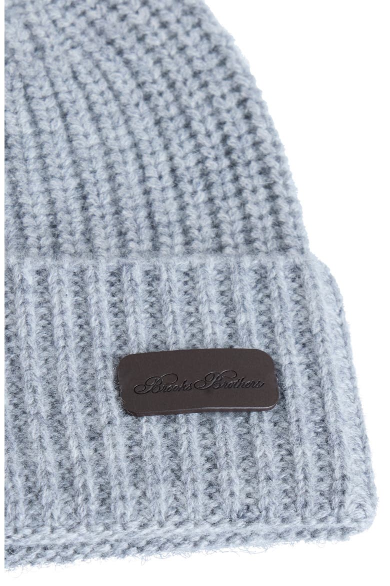 Pure Cashmere Rib Cuffed Beanie, Alternate, color, Med Grey Heather