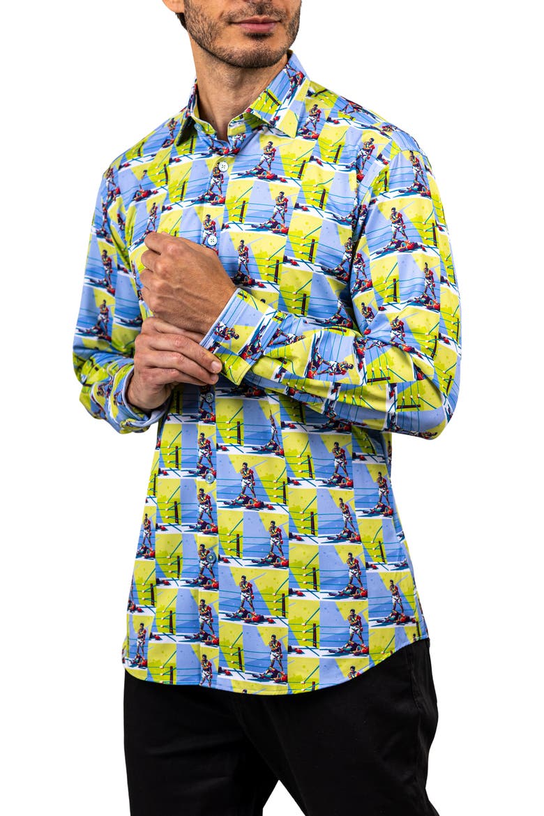 Fibonacci Stretch Ascension 3312 Contemporary Fit Button-Up Shirt, Alternate, color, BLUE MULTI