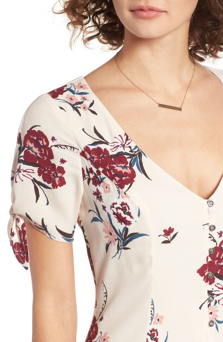 ASTR the Label Tie Sleeve Dress, Alternate, color, Blush Multi Floral