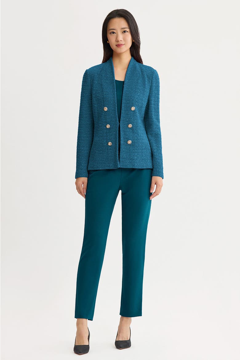 Tailored Tonal Eyelash Tweed Knit Jacket, Alternate, color, Deep Teal