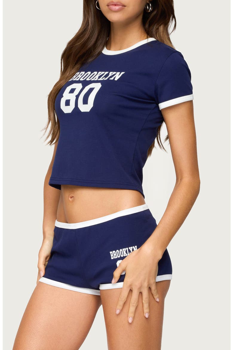 Brooklyn Crop Stretch Cotton T-Shirt, Alternate, color, NAVY