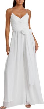 Mac Duggal Women's Flowy Faux Wrap Wide-Leg Jumpsuit