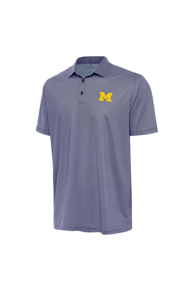 Men's Antigua White/Navy Michigan Wolverines Rings Polo, Alternate, color, White